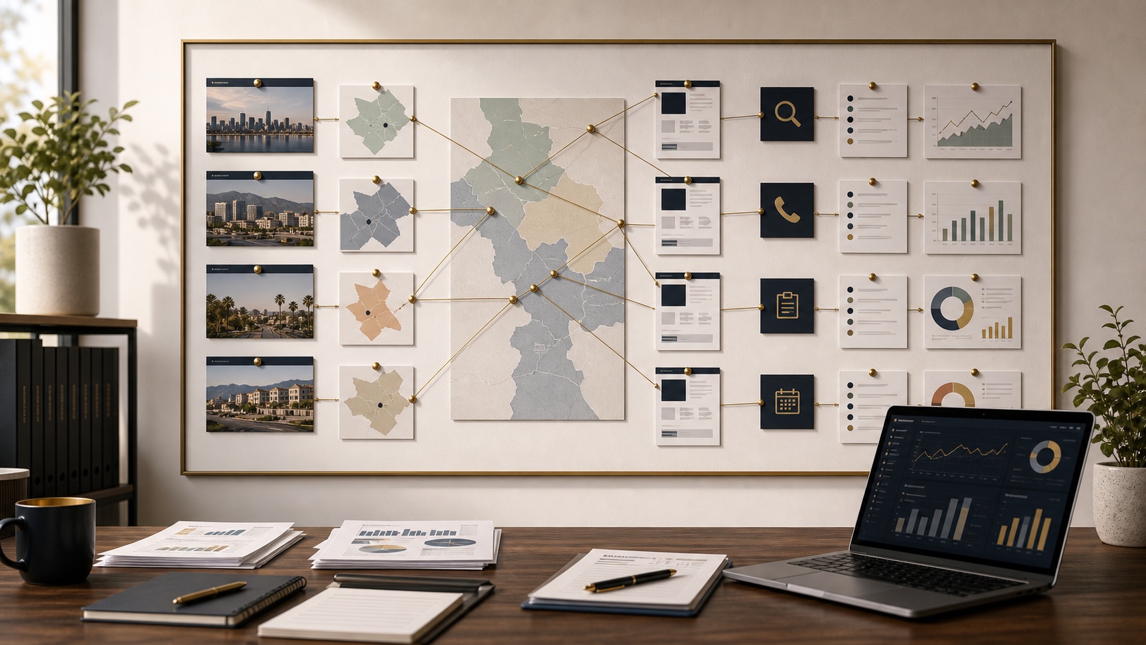 Regional business marketing plan for service-area growth, with city pages, Google Ads, calls, quote requests, orders, bookings, and reporting by area.