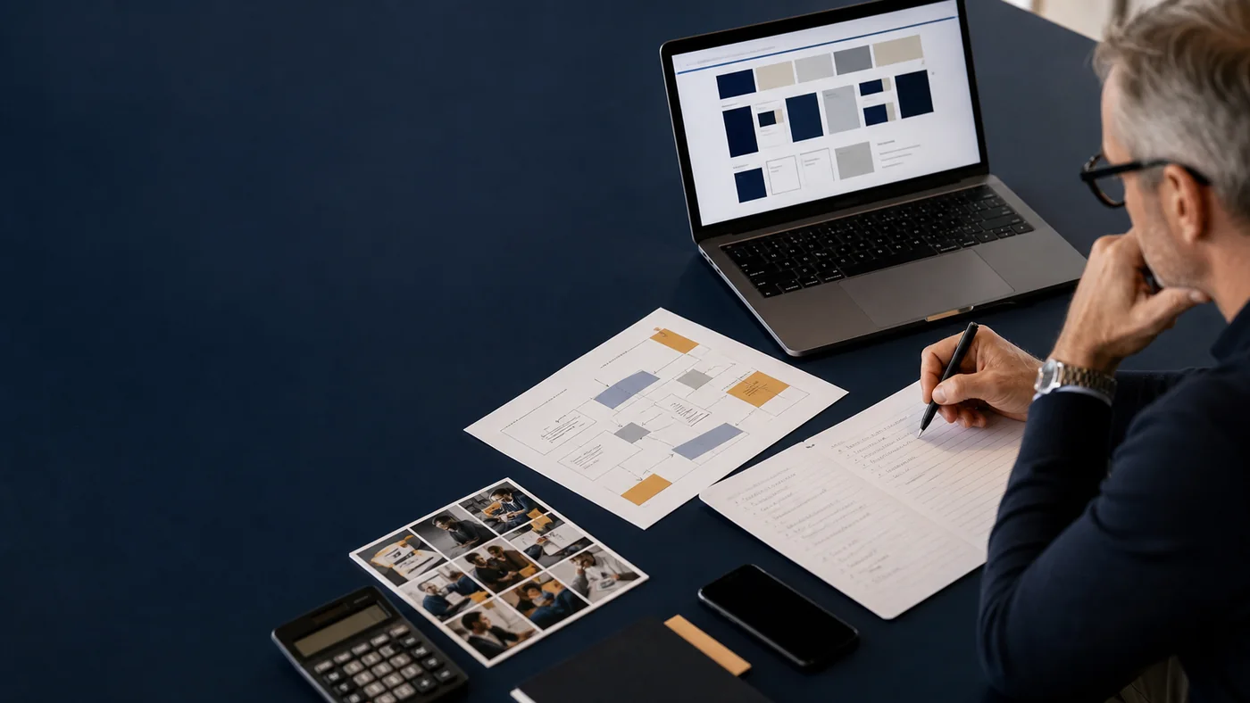 Marketing operator planning a ChatGPT Ads campaign with a campaign map, creative choices, calculator, and landing page