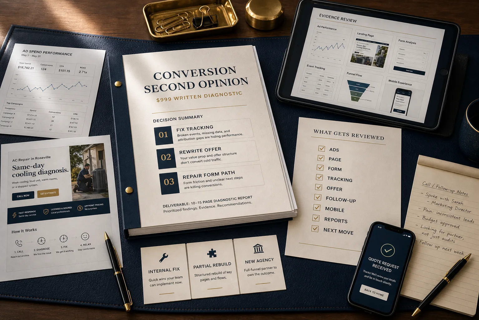 Conversion Audit written marketing audit packet and ranked fix list