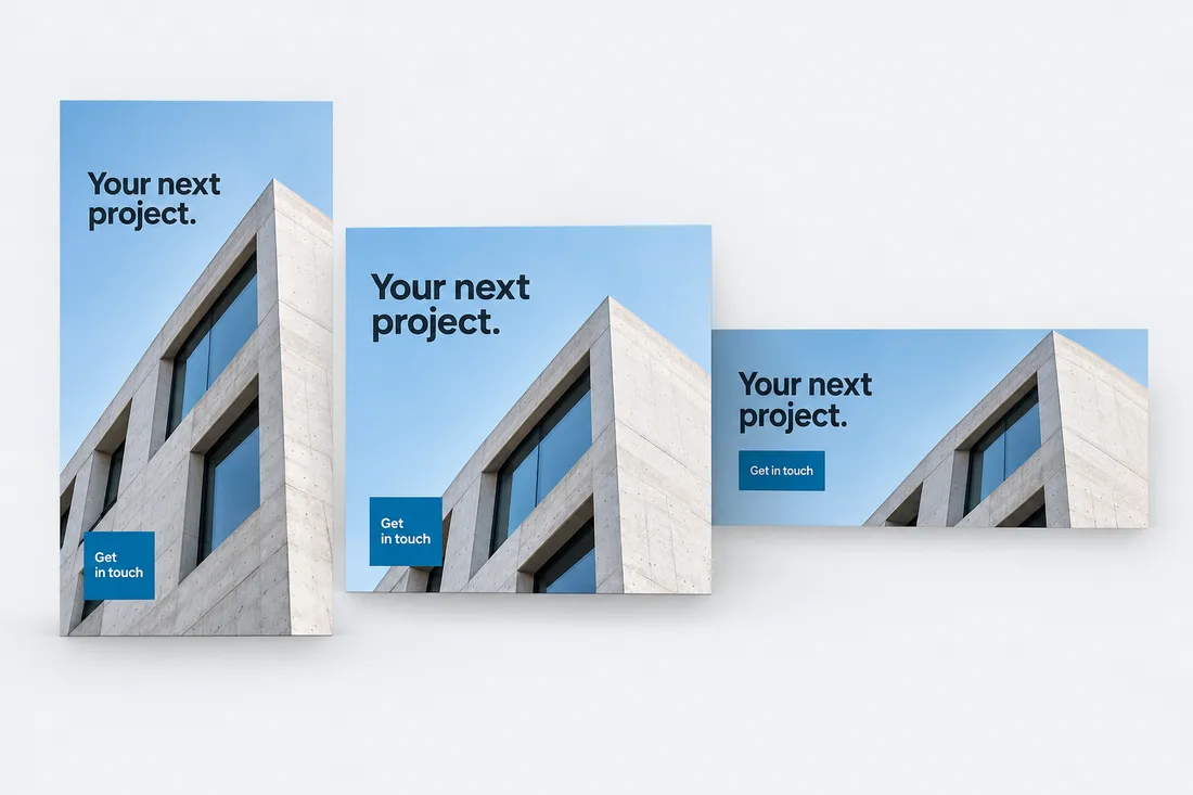 One ad idea adapted to portrait, square and wide formats.