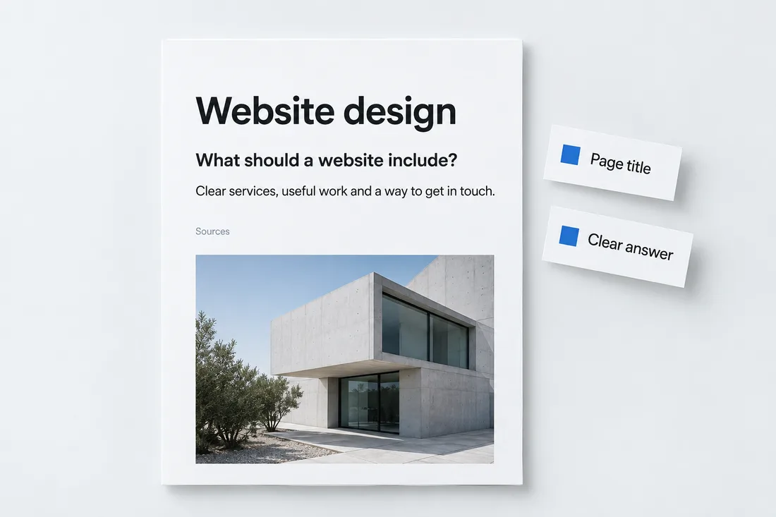 A page title, useful answer and source area shown as content examples, not search rankings.
