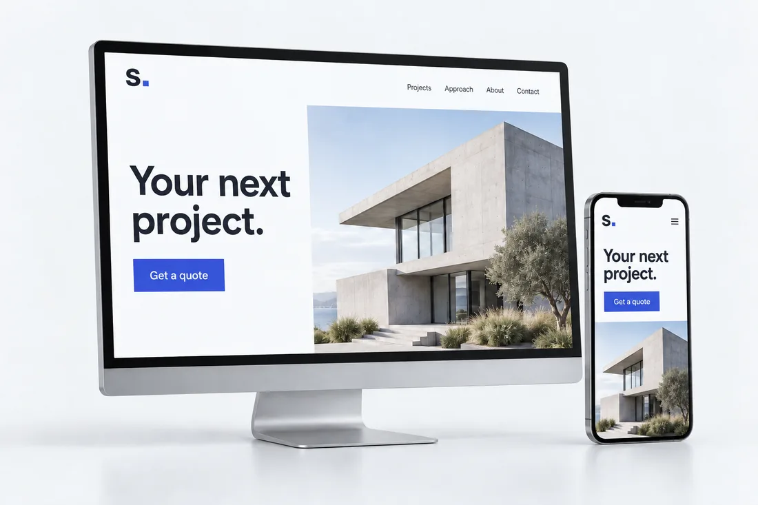 One website shown on a desktop display and phone.