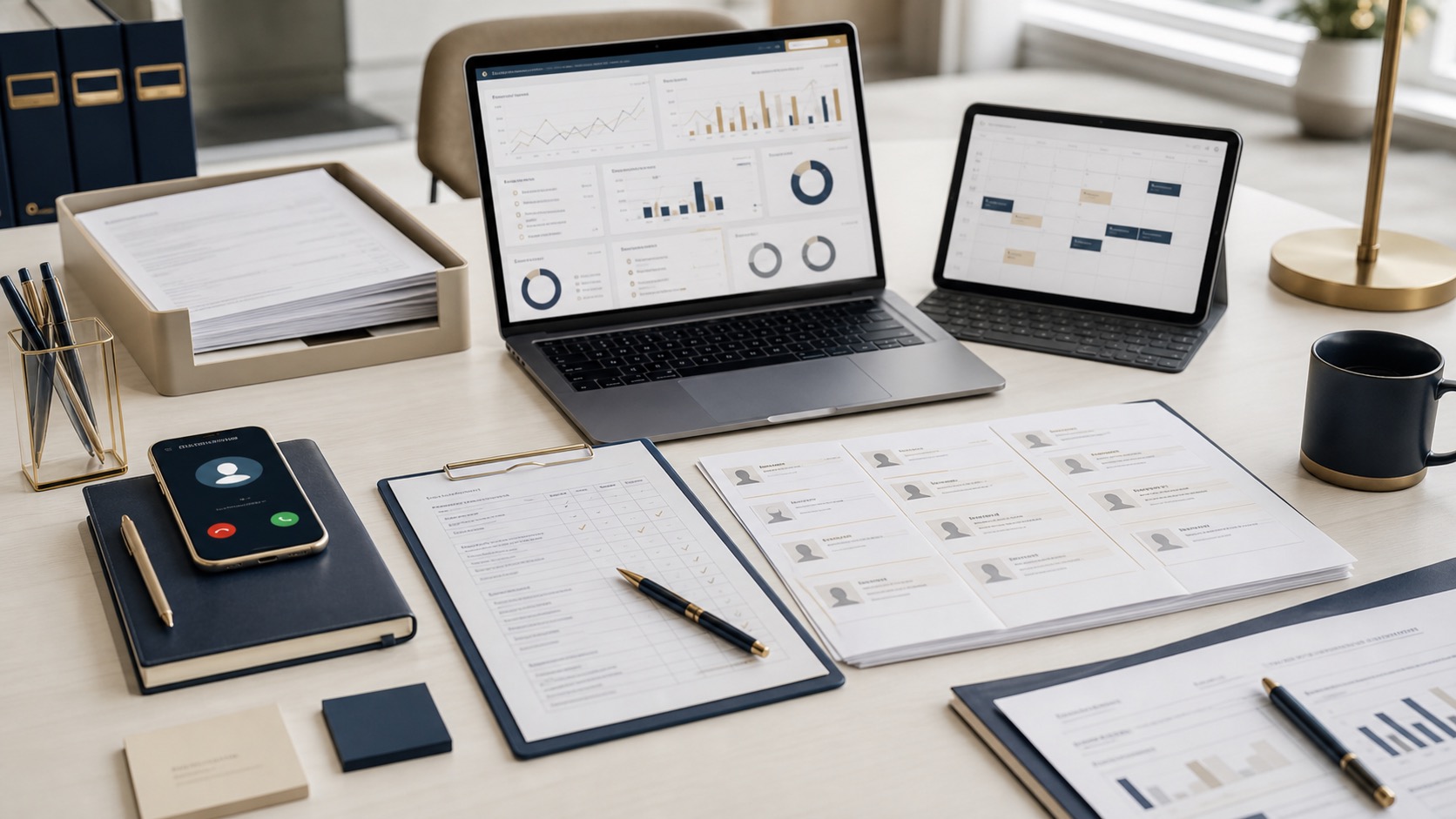 Staffing agency marketing workspace with client intake calls, recruiter notes, employer inquiries, and candidate application follow-up.