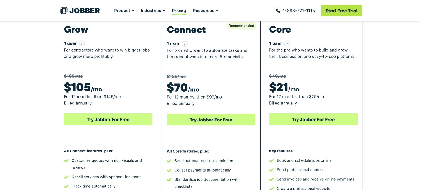Jobber pricing and plan comparison
