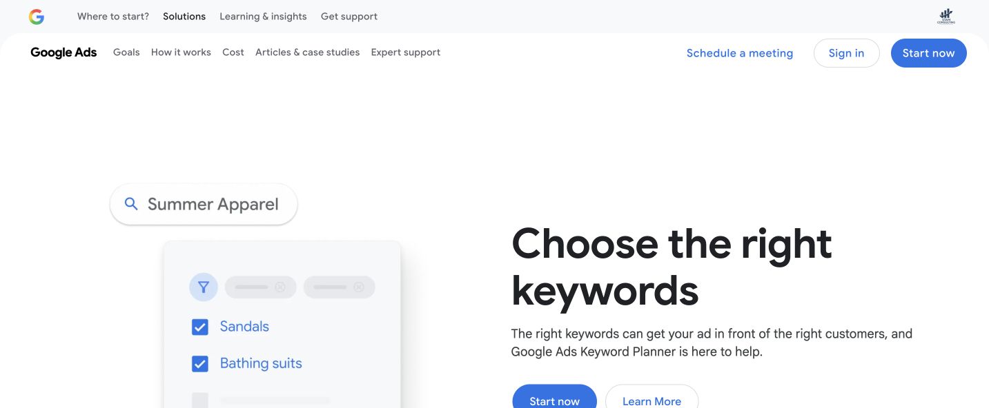 Official Google Keyword Planner product page