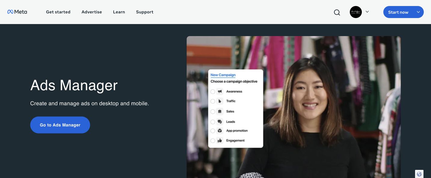 Official Meta Ads Manager product page