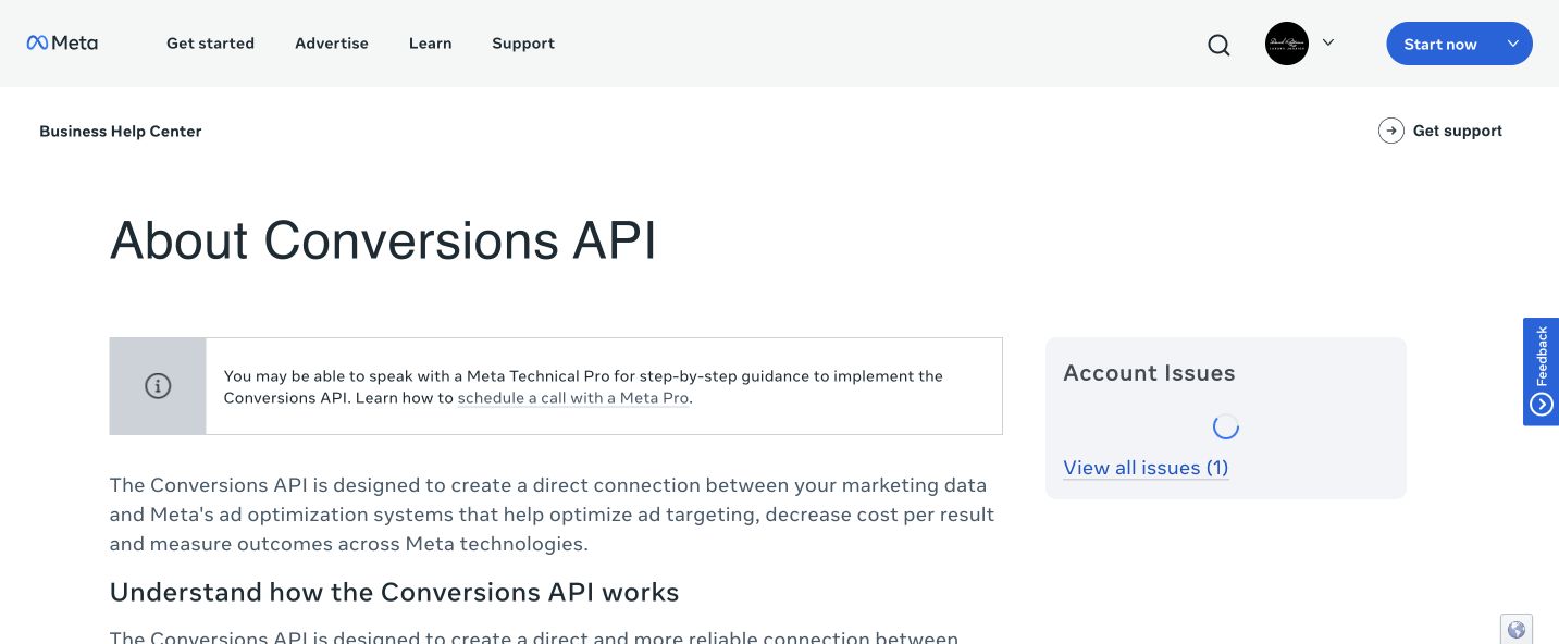 Official Meta Conversions API and Events Manager help page