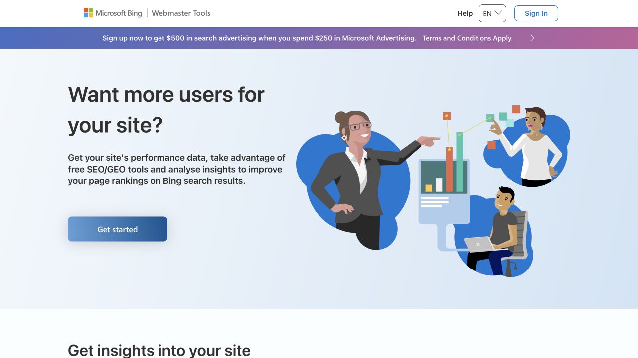 Official Bing Webmaster Tools product page