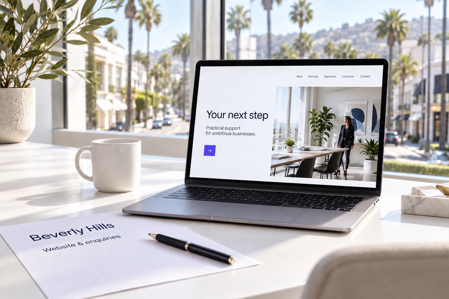 Illustrative business website and marketing work for Beverly Hills