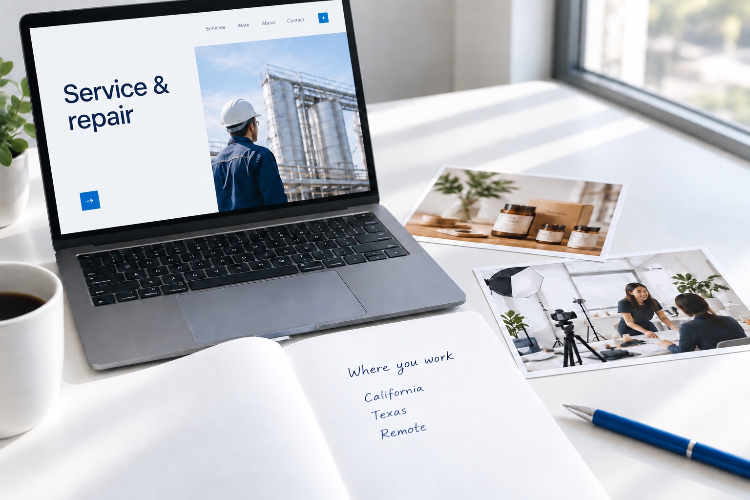 Illustrative business website and marketing work for service-area directory