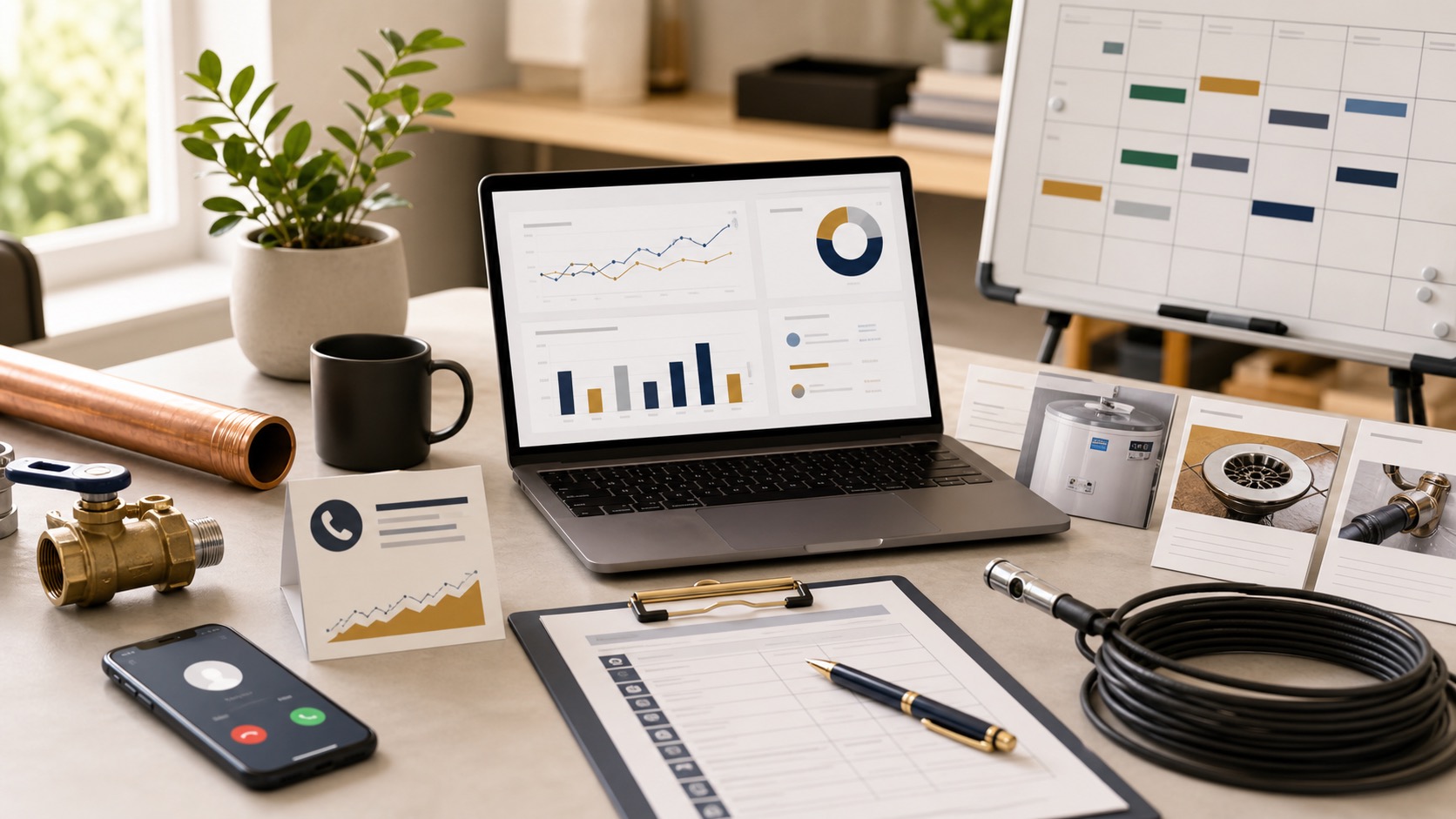Google Ads for plumbers dispatch path connecting search campaigns to calls, forms, intake, and booked service