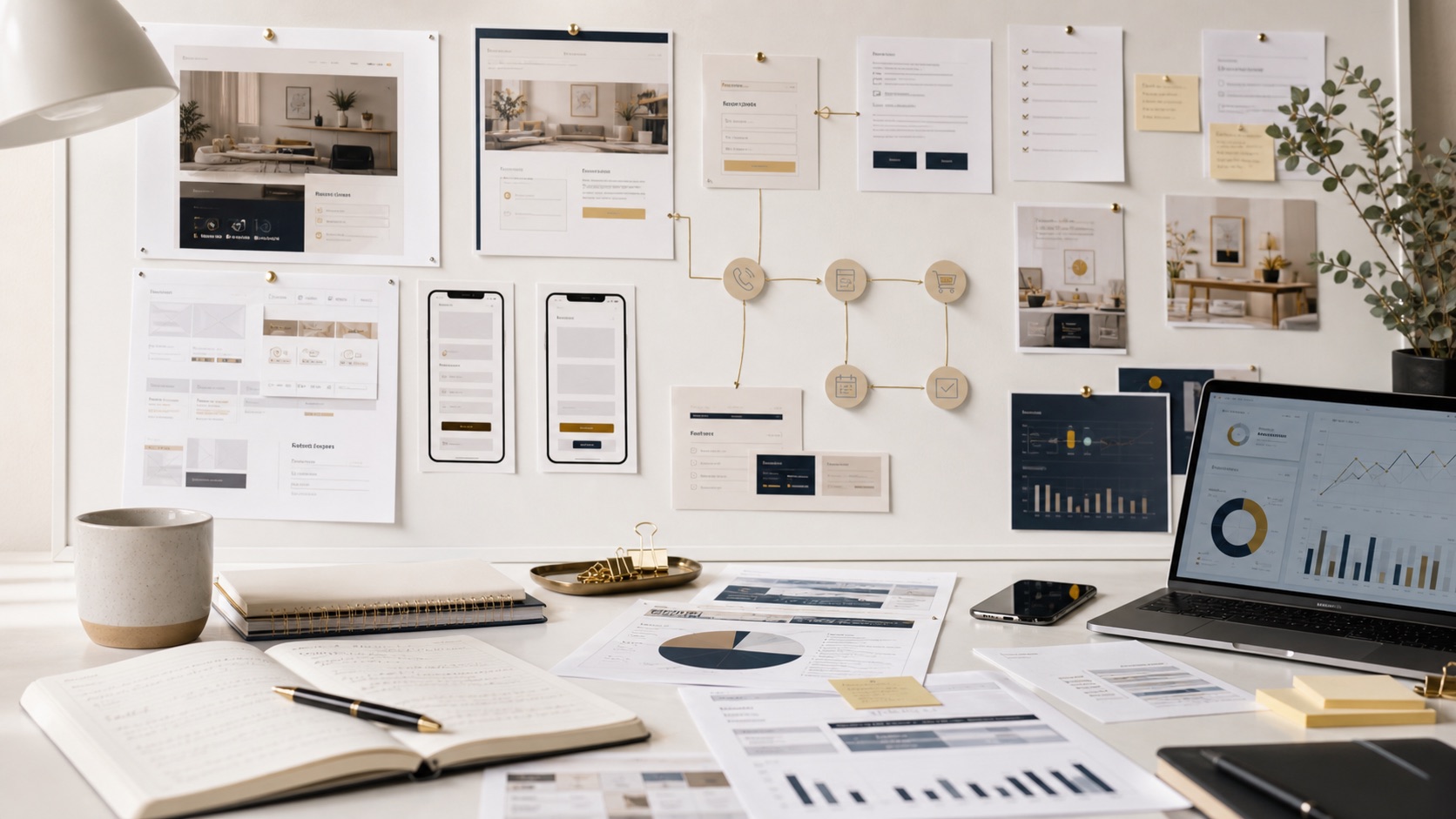 Website and landing page conversion path with offer, proof, form, call, quote, booking, purchase, tracking, and follow-up steps